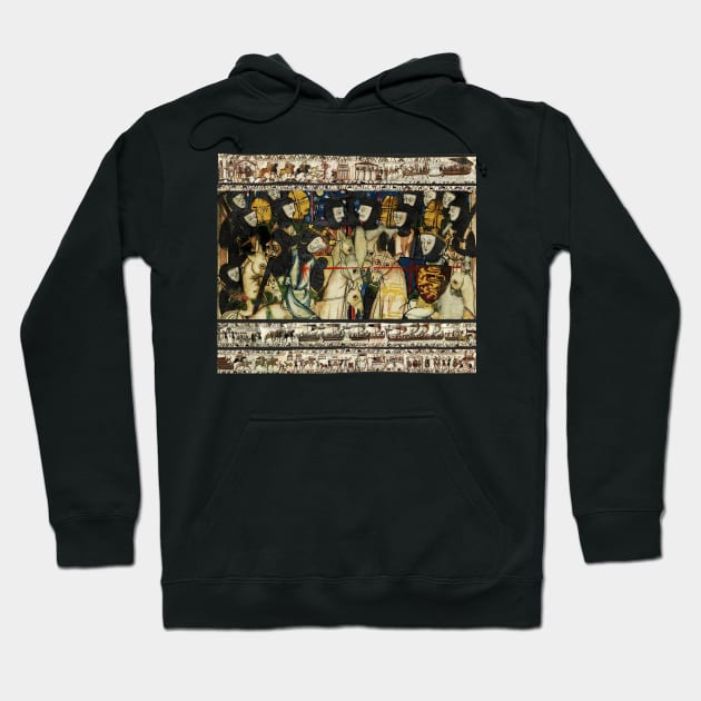 THE BAYEUX TAPESTRY And Medieval Miniature ,Death of King Harold at Battle of Hastings Hoodie by BulganLumini